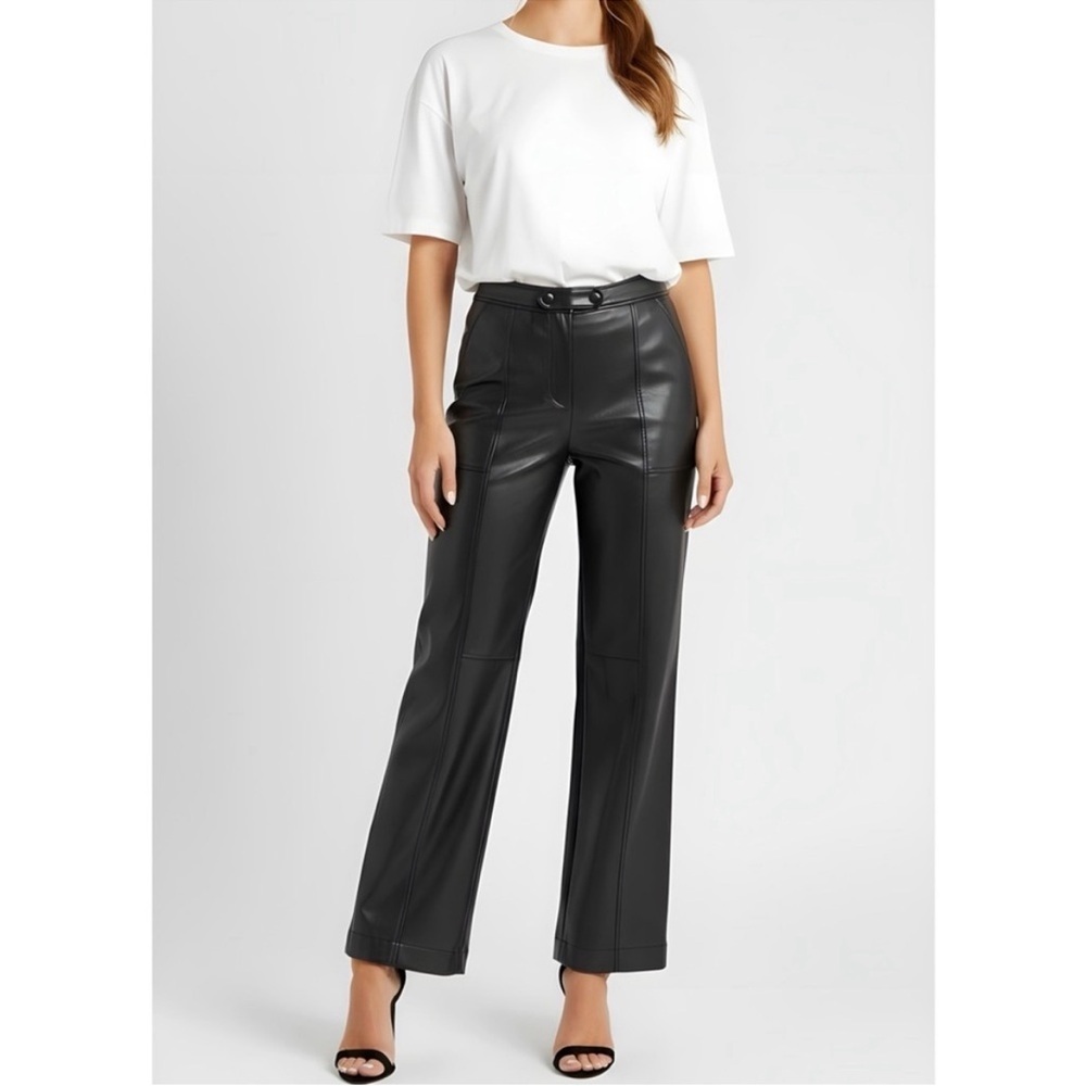 Simkhai Mackenzie Black Faux Leather Trousers Size 4 NWOT